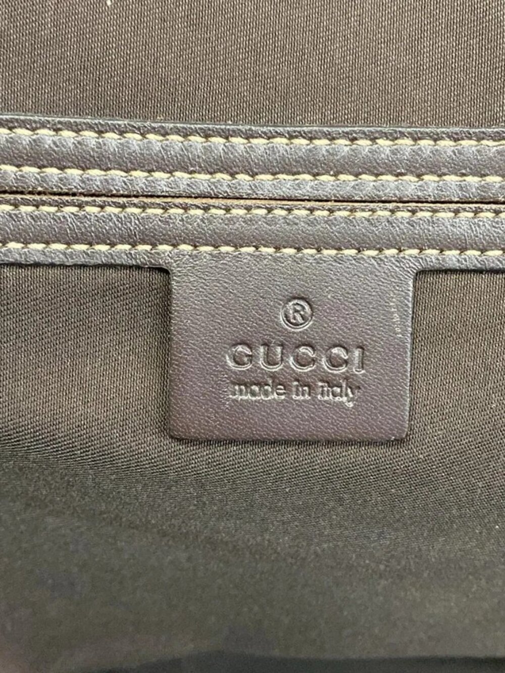 GUCCI GG Plus/GG Supreme 201480 Beige Ebony Dark Brown PVC Leather Business Bag - Picture 9 of 15